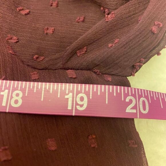 Japna Plum Swiss Dot Sheer Blouse Size Small‎ - Picture 9 of 11